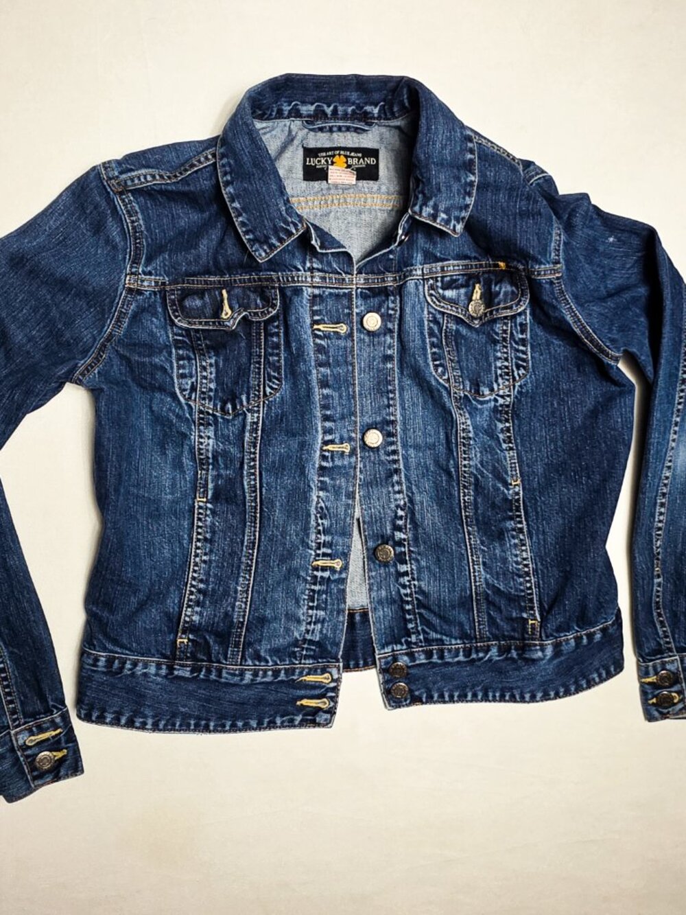 XL Lucky Brand Cropped Denim Trucker jacket Womens Medium Wash